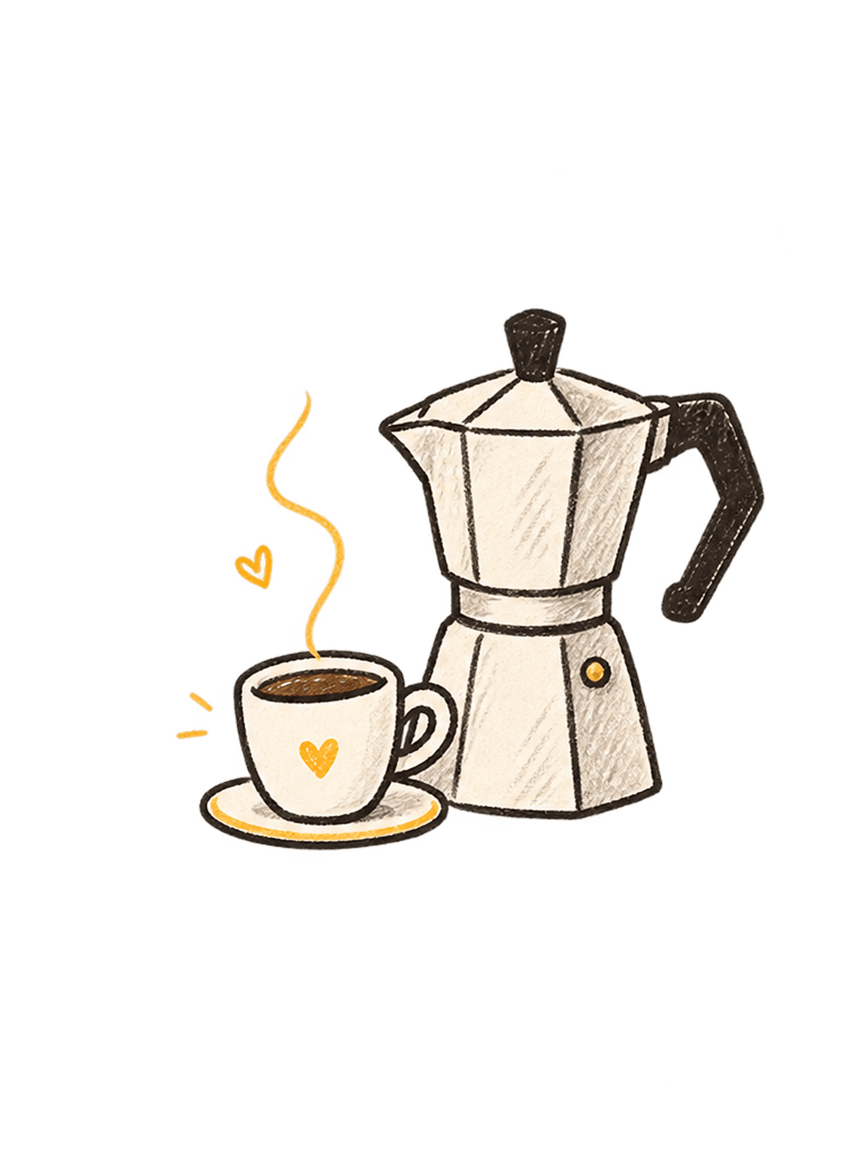 A moka pot beside a small cup of espresso